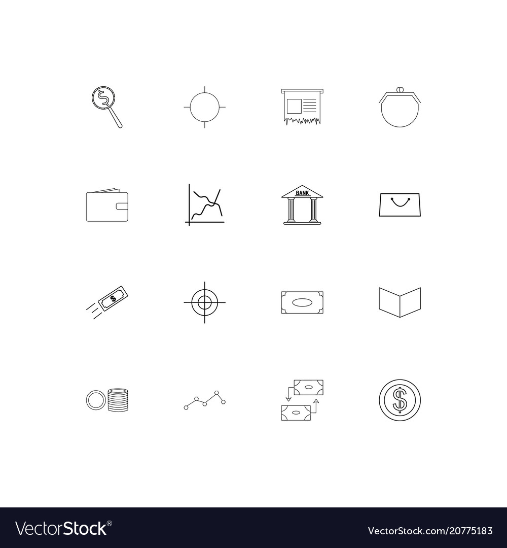 Banking finance and money linear thin icons set