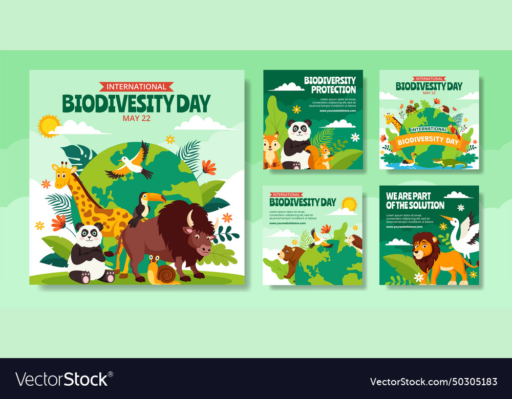 Biodiversity day social media post flat cartoon Vector Image