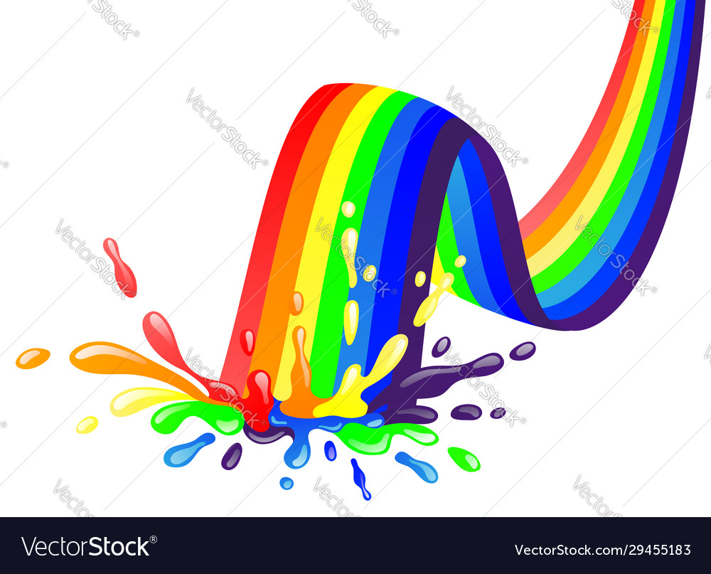 Bright rainbow and colorful splash Royalty Free Vector Image