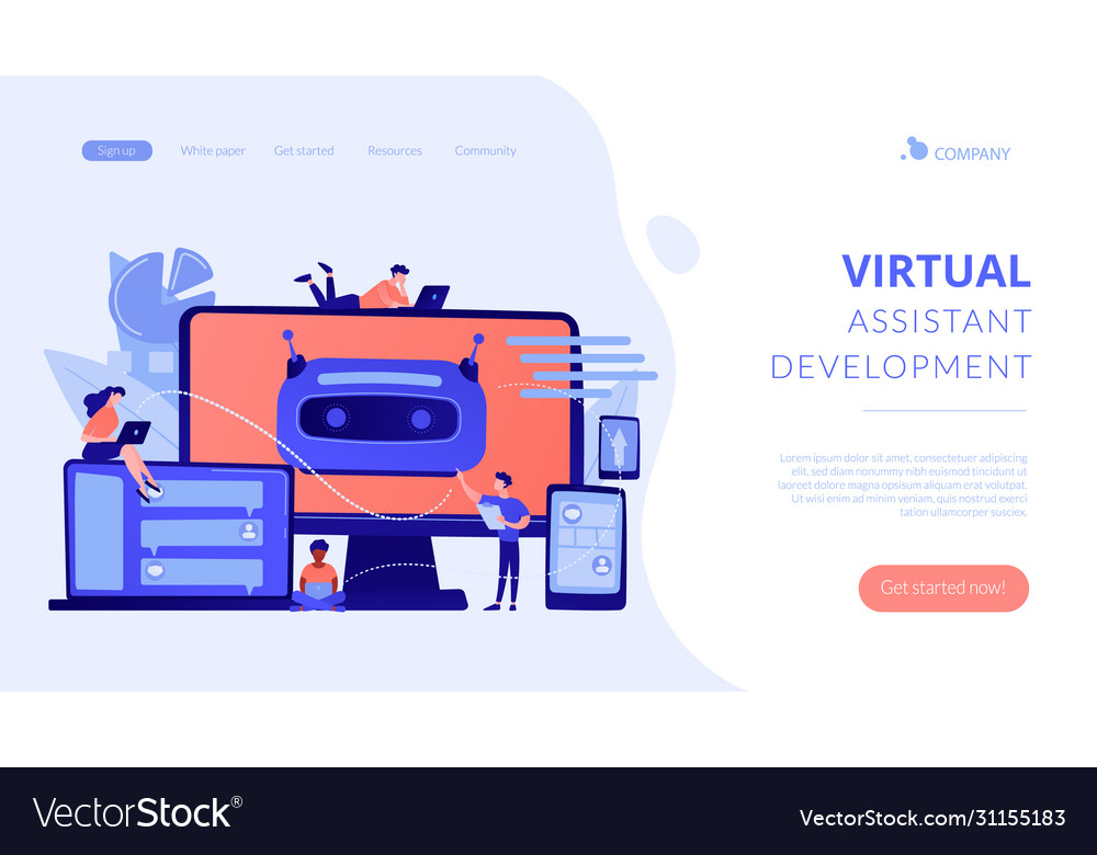 Chatbot development platformconcept landing page vector image Chatbot development platformconcept landing page