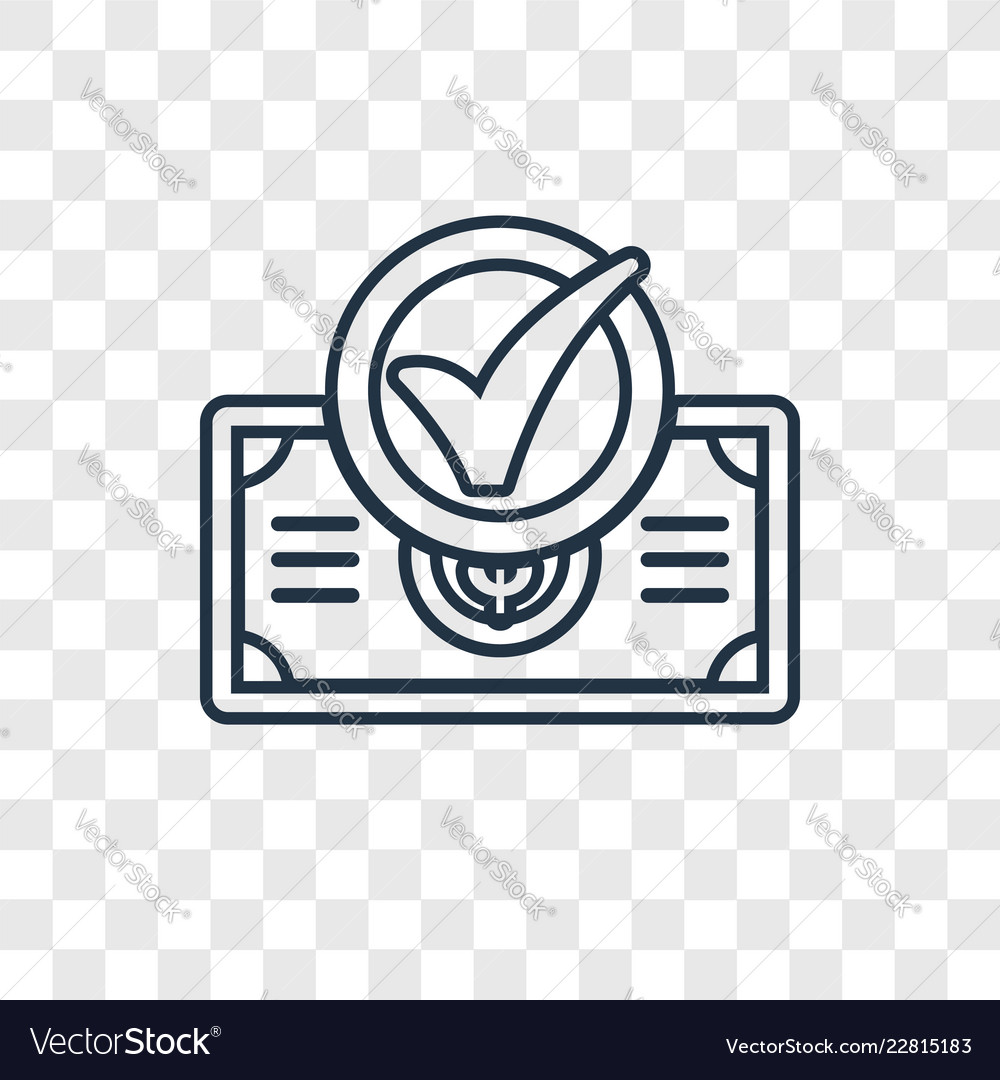 Check concept linear icon isolated on transparent vector image Check concept linear icon isolated on transparent
