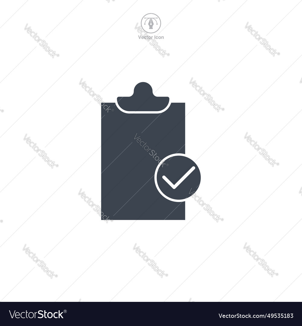 Check mark on document icon symbol isolated