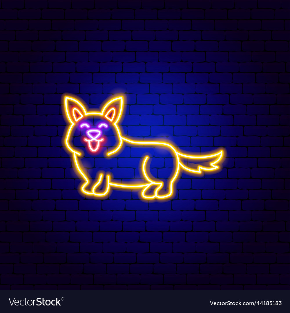 Corgi dog neon