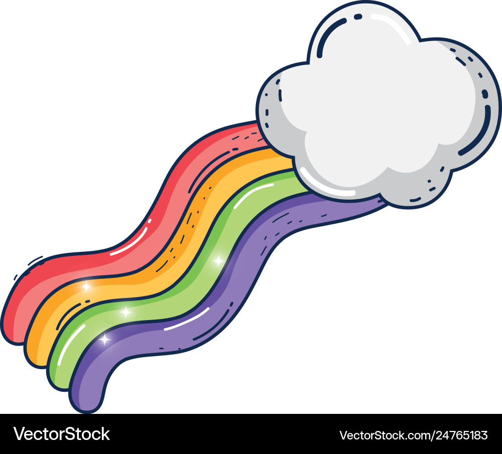 Cute rainbow with clouds Royalty Free Vector Image