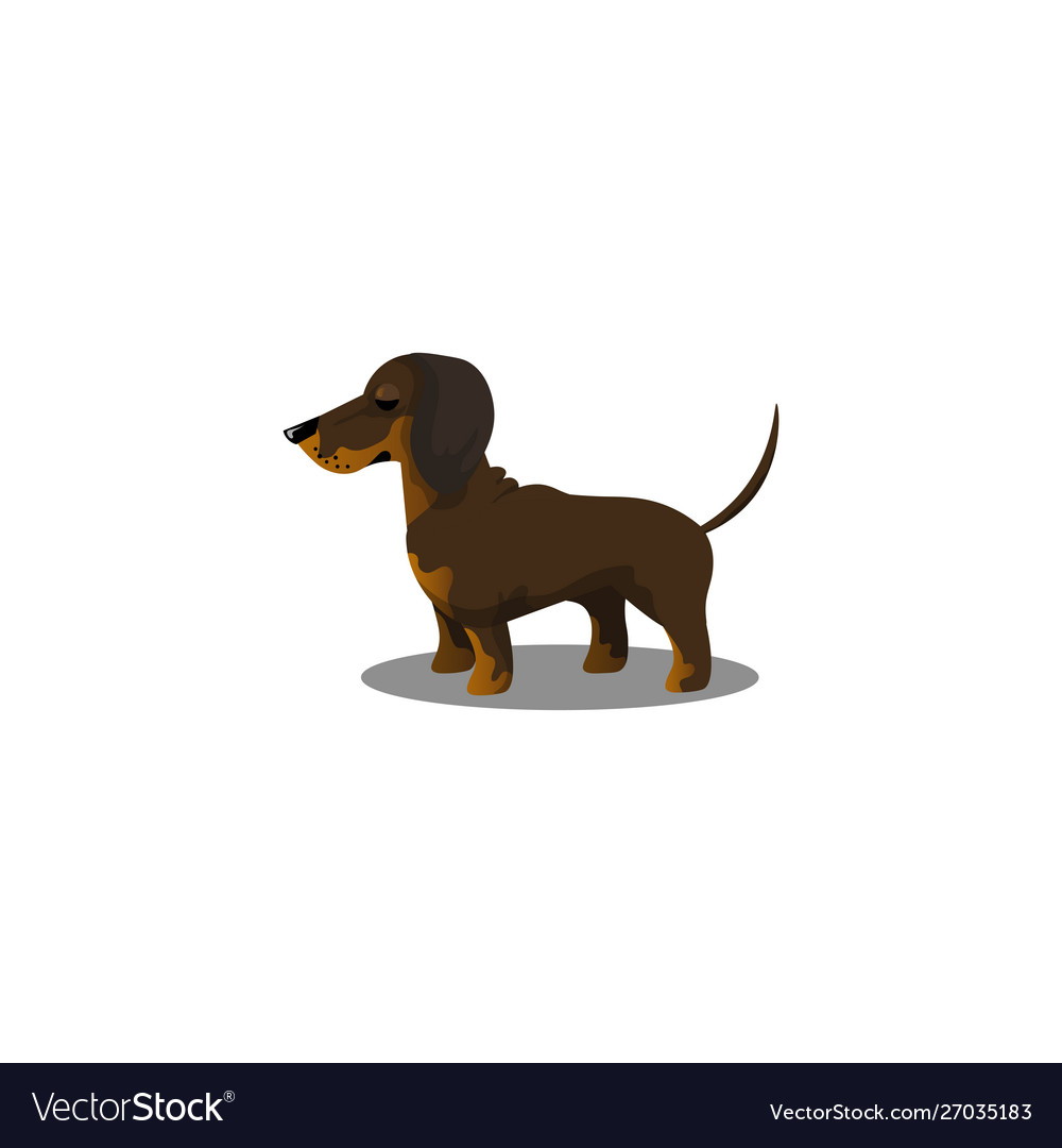 Dachshund dog raster in flat cartoon Royalty Free Vector