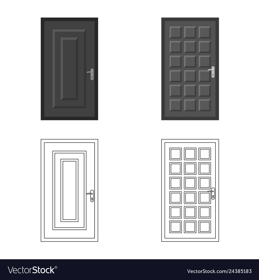 Isolated object of door and front icon set