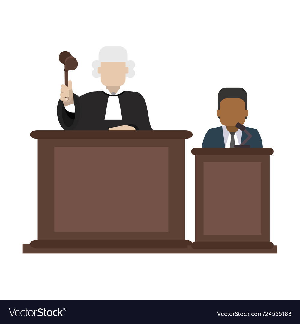 Judge and lawyer on podium