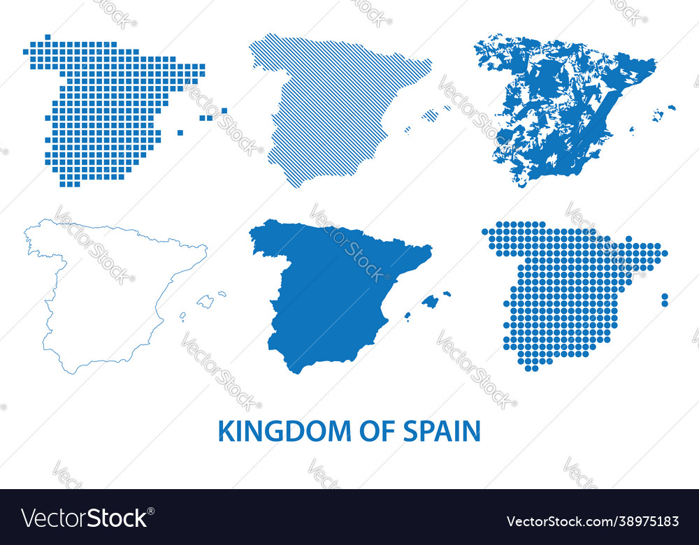 Map kingdom spain - set silhouettes