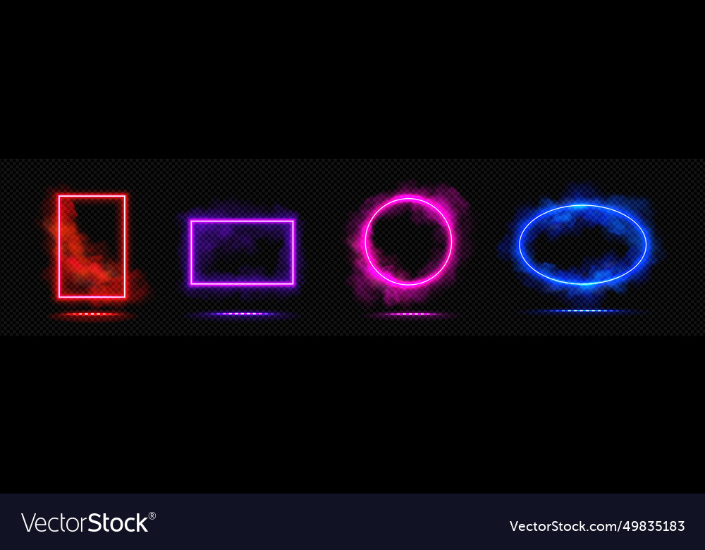 Neon glowing frame with smoke Royalty Free Vector Image