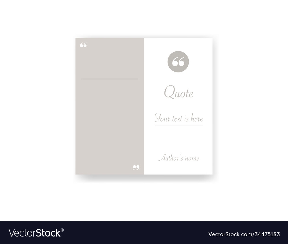 Quotation frame mockup template with comma icon vector image Quotation frame mockup template with comma icon