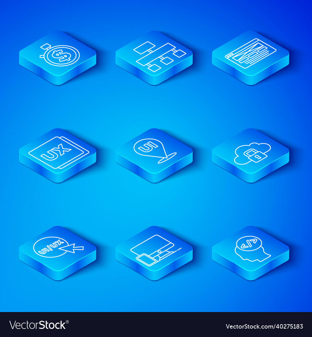 Set line ui or ux design monitor and mobile vector image Set line ui or ux design monitor and mobile