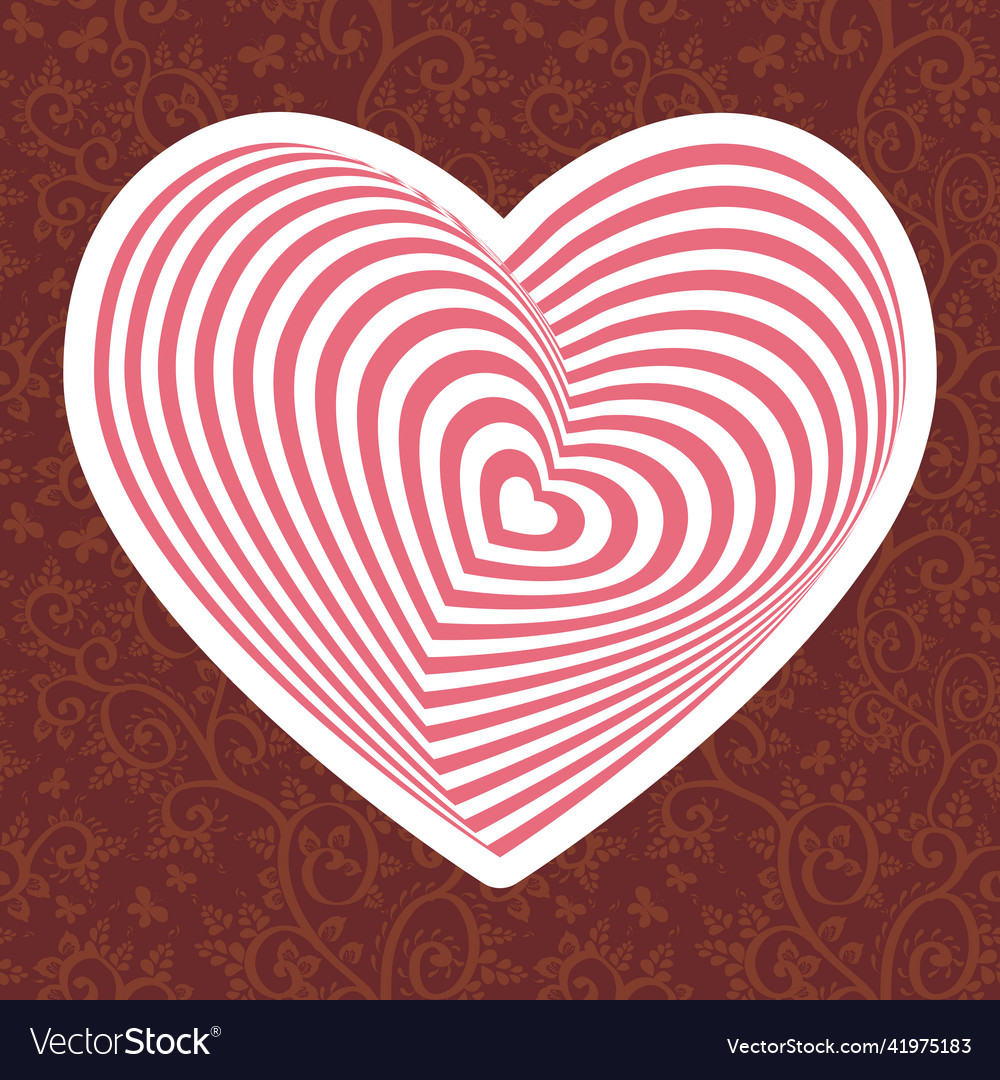 Weiß rosa Herz auf dunkelrot braun blumig vector image Weiß rosa Herz auf dunkelrot braun blumig