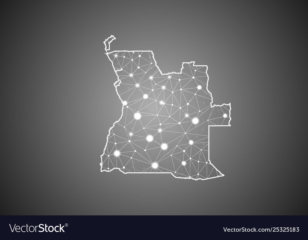 Wireframe mesh polygonal angola map abstract vector image Wireframe mesh polygonal angola map abstract