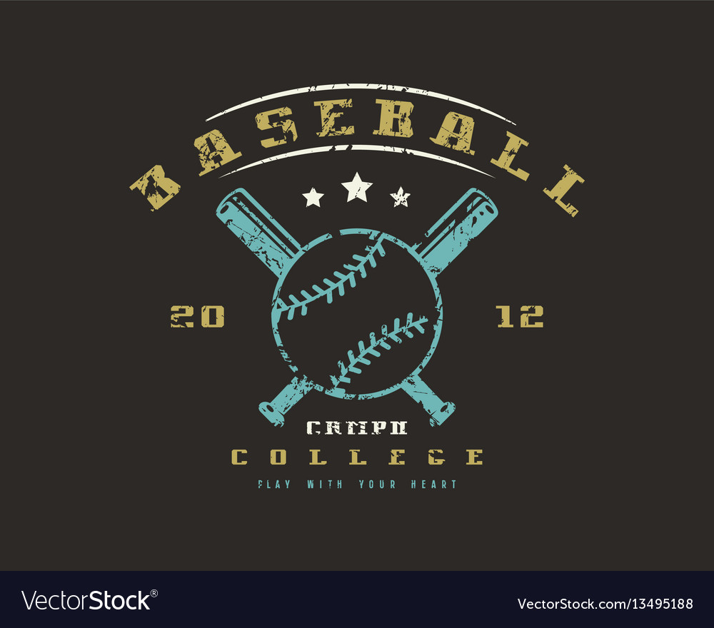 Emblem of baseball college team Royalty Free Vector Image