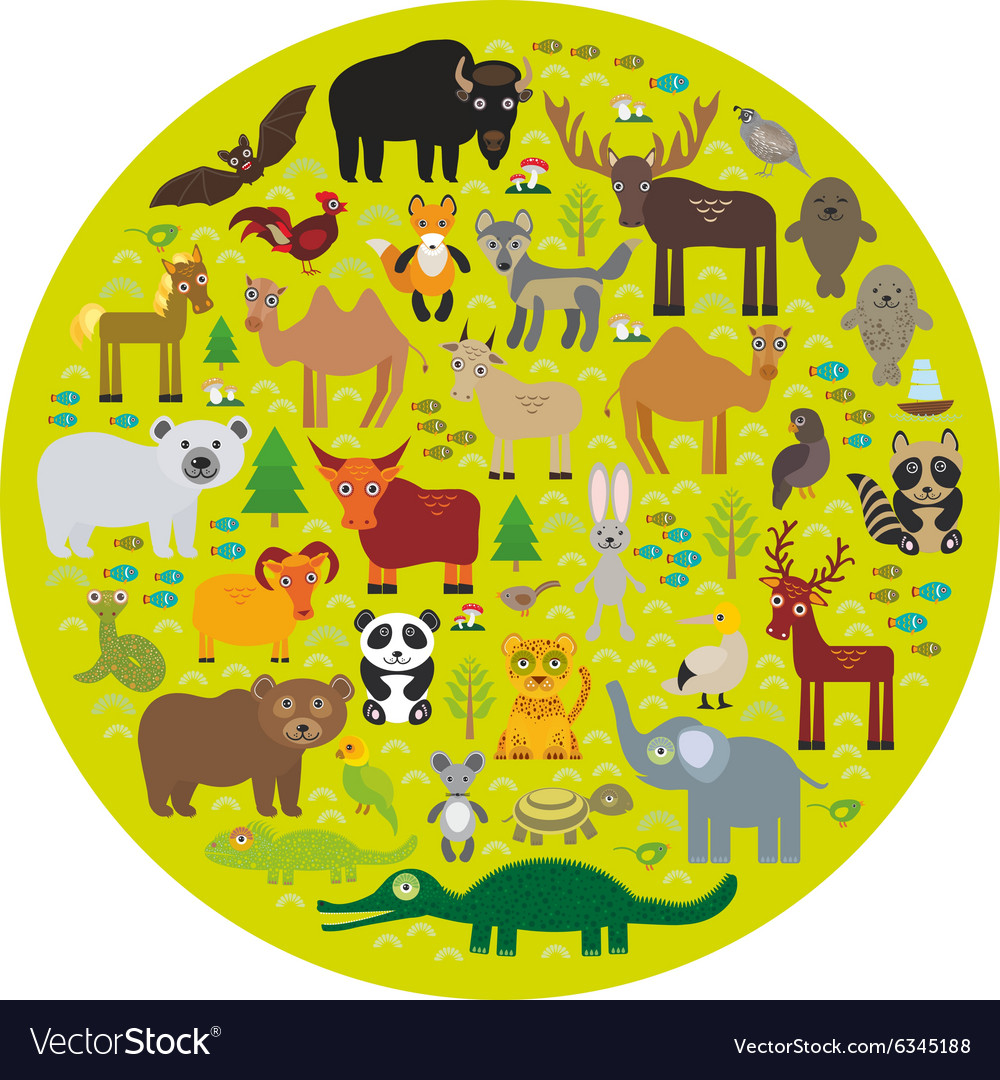 Eurasia animal bison bat fox wolf elk horse cock