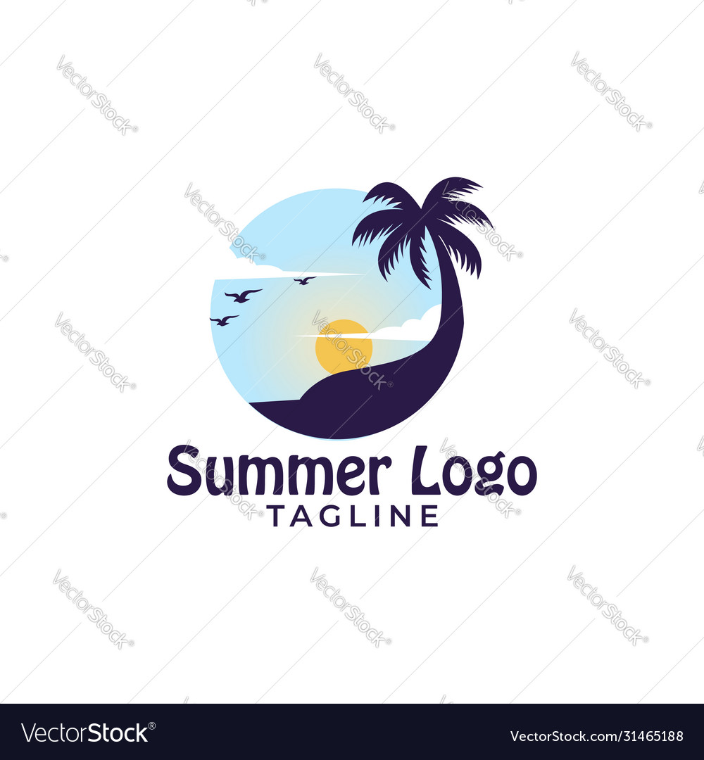 Flat minimalist summer logo design template