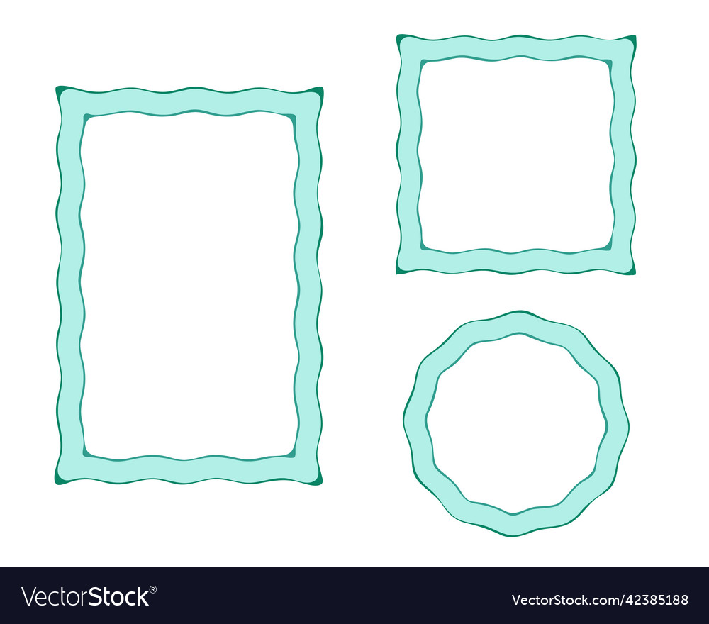Frames border set hand drawn paint brush wave Vector Image