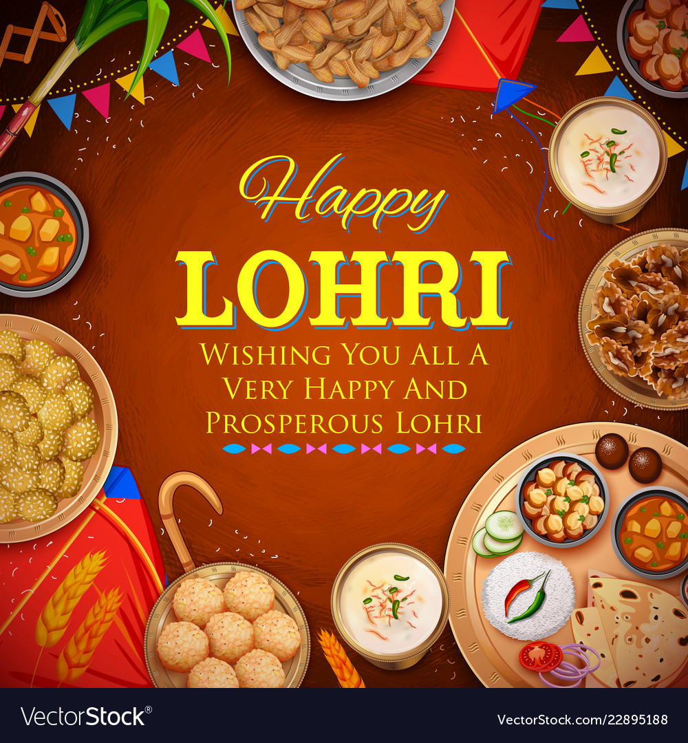 Happy lohri holiday background for punjabi Vector Image