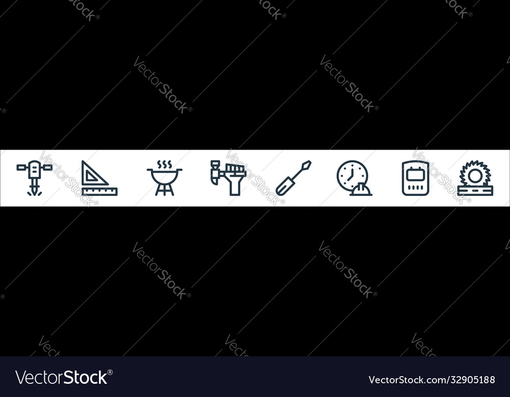 Labour day line icons linear set quality vector image Labour day line icons linear set quality