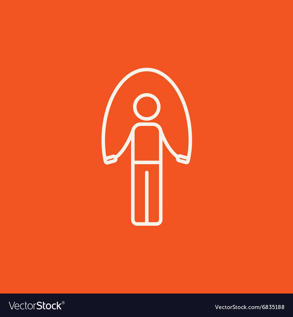 Man exercising with skipping rope line icon