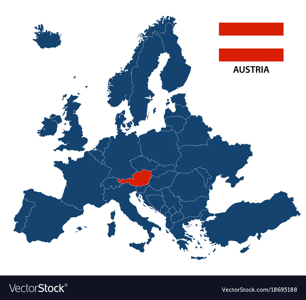 Map Of Europe Austria Map of europe with highlighted austria Royalty Free Vector