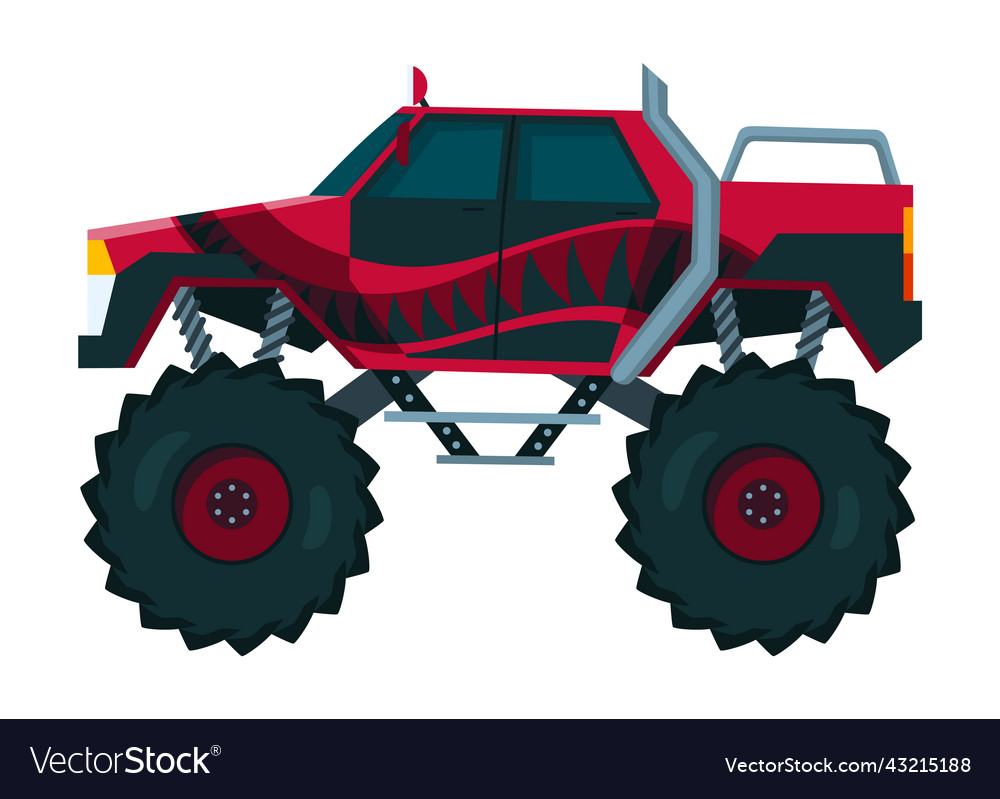 Cartoon monster truck big boys car 4x4 vehicle Vector Image