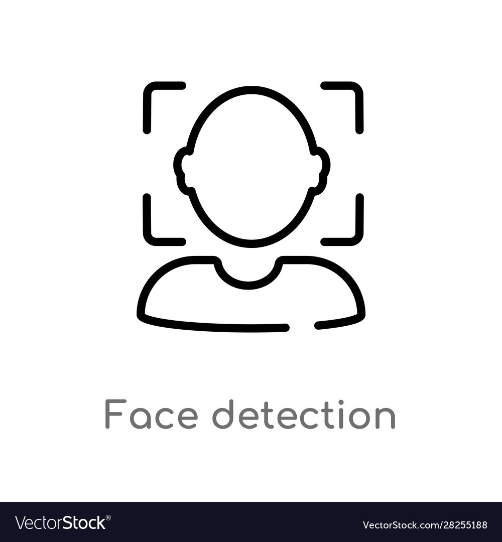 Outline face detection icon isolated black simple