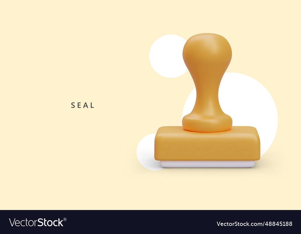 Realistic rectangular seal with vertical handle vector image Realistic rectangular seal with vertical handle