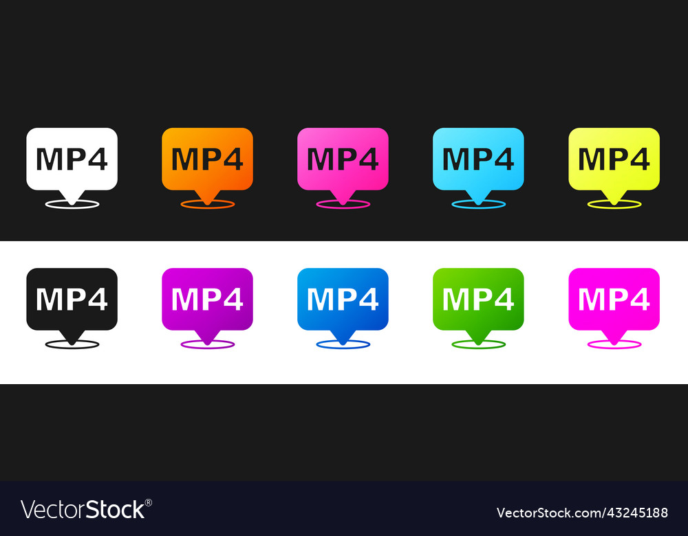 Set mp4 file document download button icon vector image Set mp4 file document download button icon