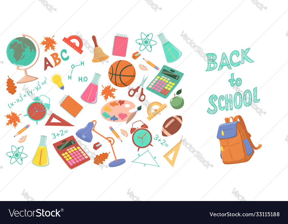 Set school objects isolated on white background vector image Set school objects isolated on white background
