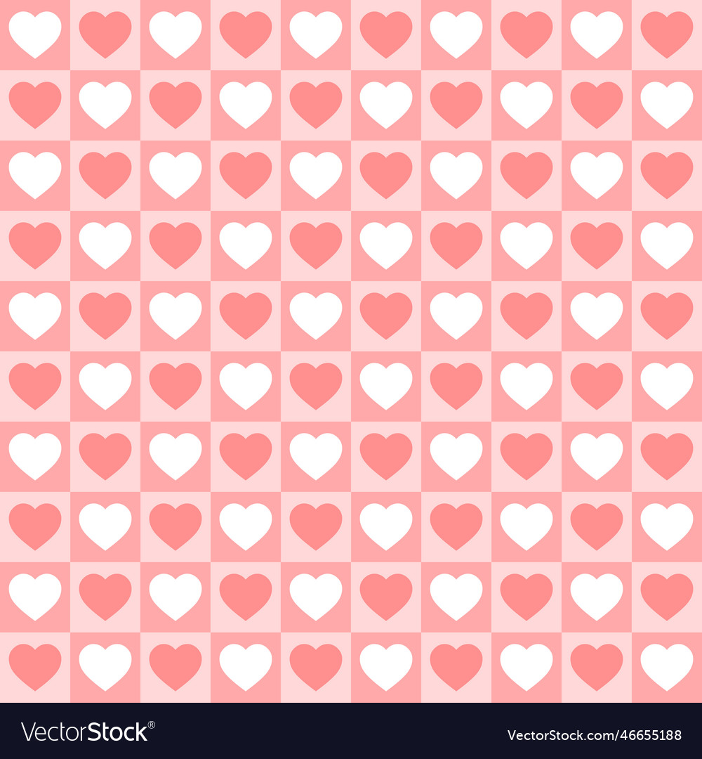 Tiny hearts chess grid seamless pattern vector image Tiny hearts chess grid seamless pattern