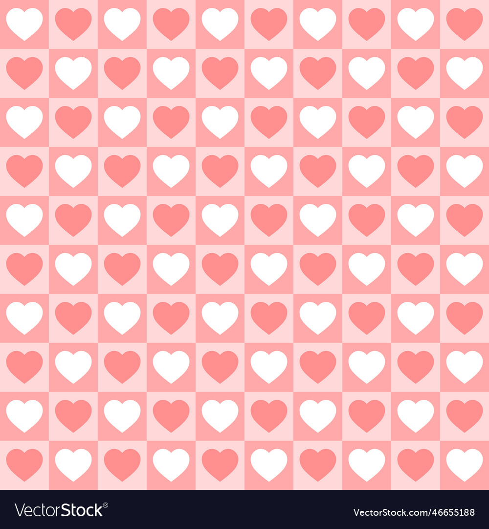 Tiny hearts chess grid seamless pattern