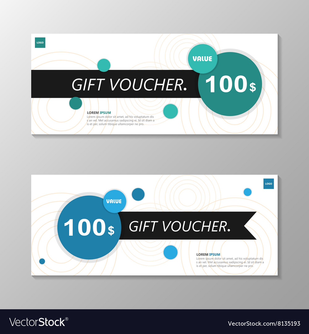 circle blue green gift voucher template layout set voucher layout