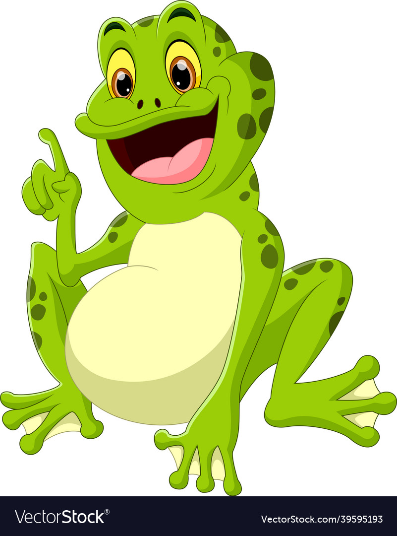 Cute frog cartoon on white background