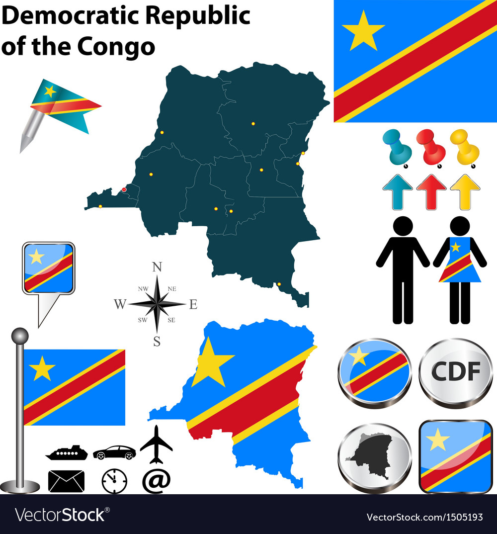 Democratic Republic Congo Map Royalty Free Vector Image