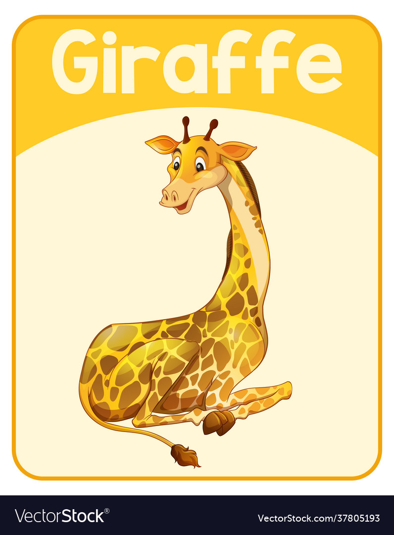 Educational english word card giraffe Royalty Free Vector