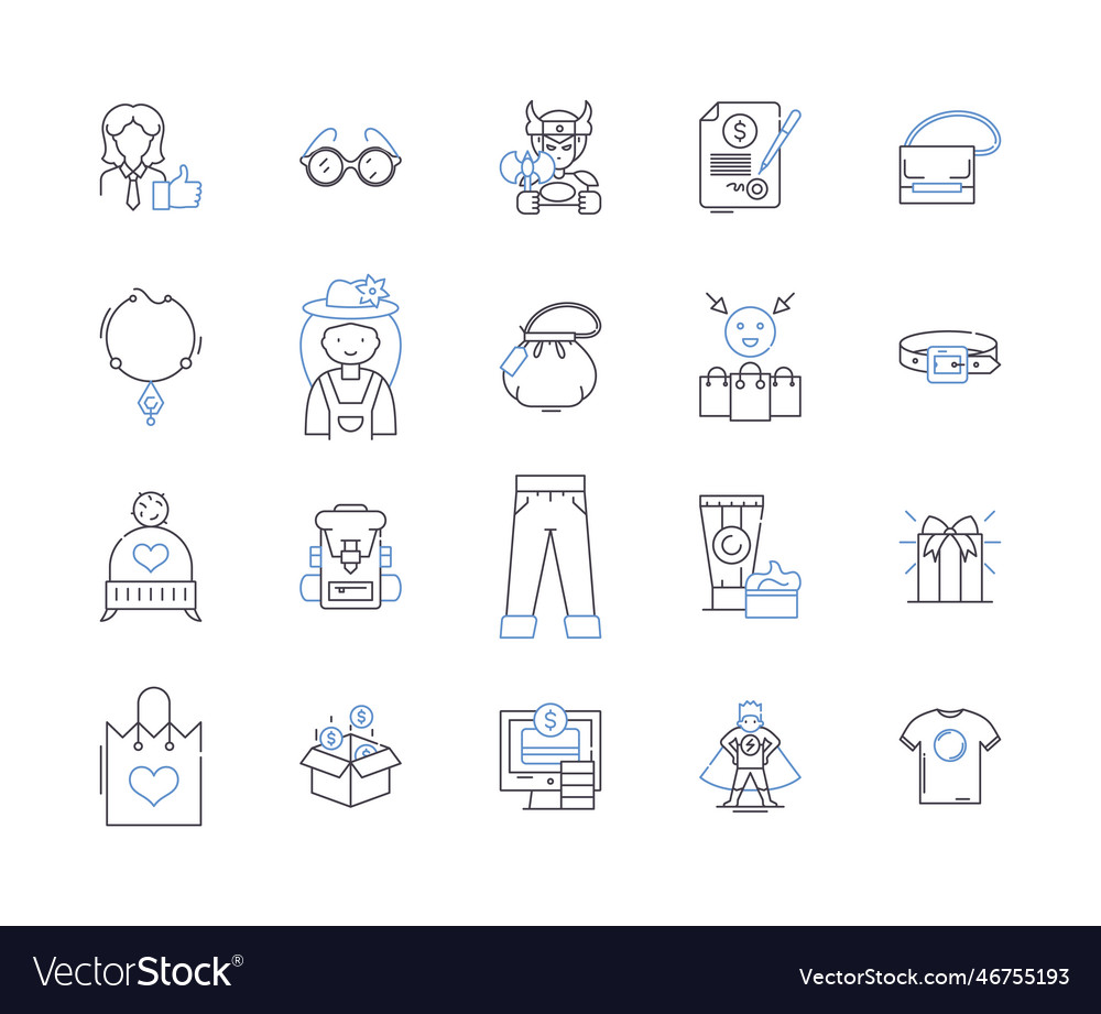 Fashion business outline icons collection