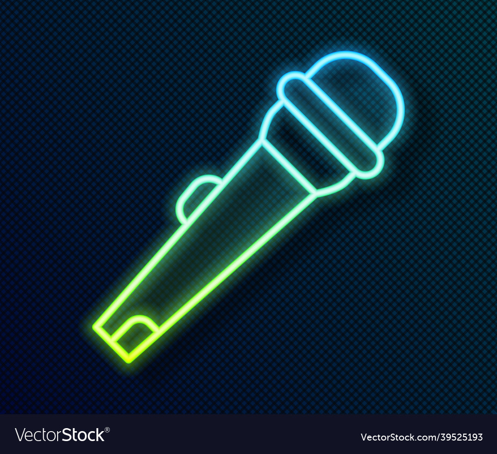 Glowing neon line microphone icon isolated Vector Image