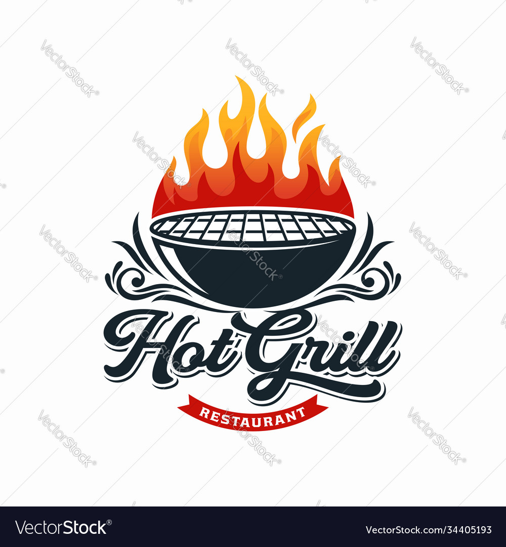 Hot grill logo design template Royalty Free Vector Image