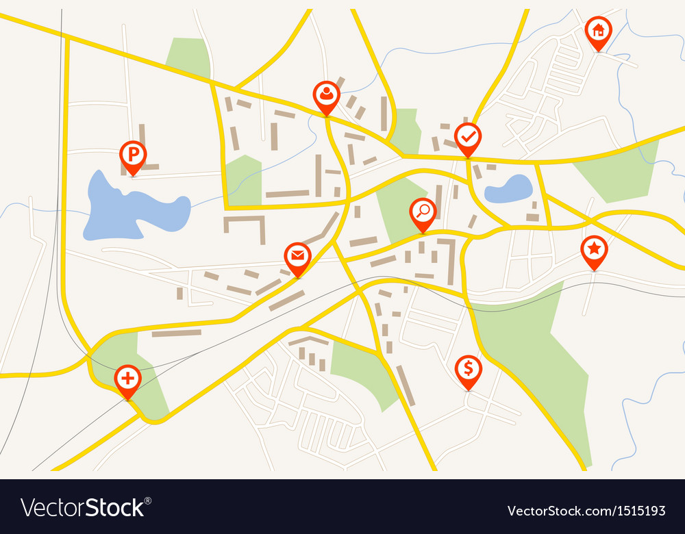 Map with red pin pointers