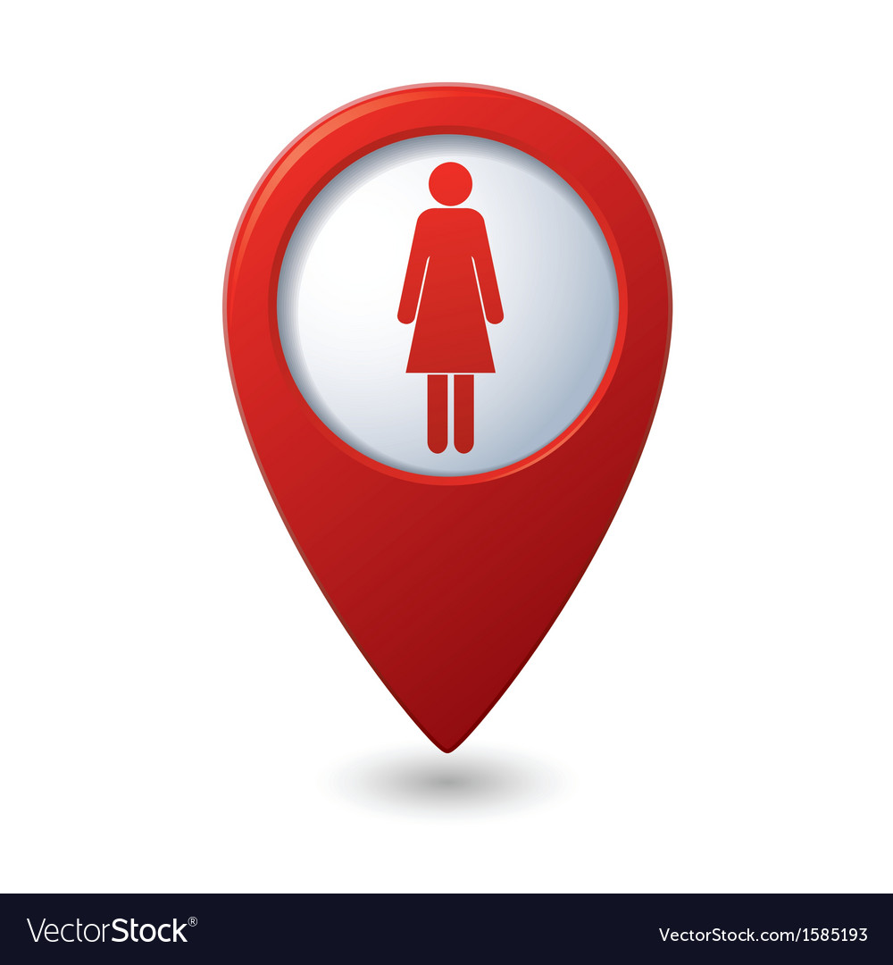 Red Map Pointer with Woman Icon