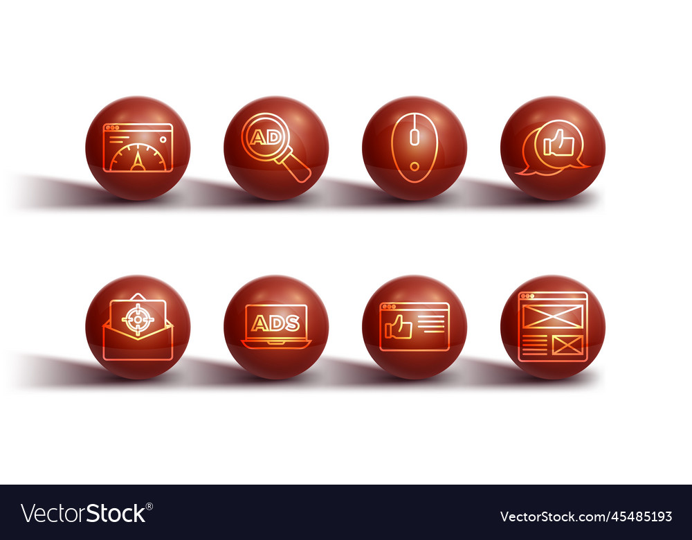 Set line website statistic mail and e-mail vector image Set line website statistic mail and e-mail