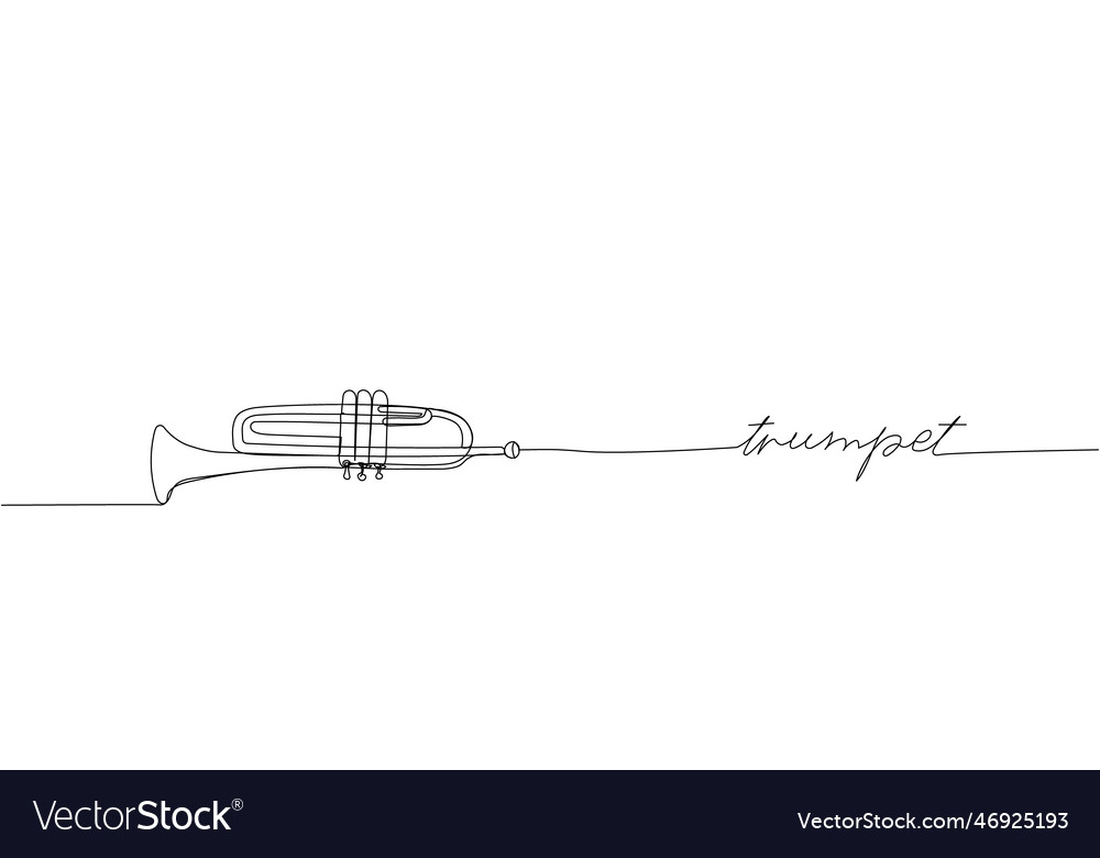 Trumpet one line art continuous drawing