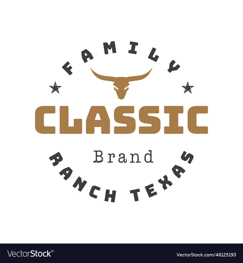 Vintage retro classical texas longhorn family Vector Image