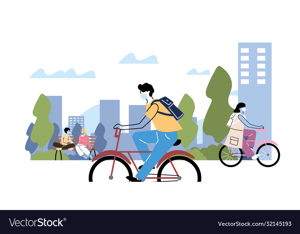 Young people doing physical activity outdoors Vector Image