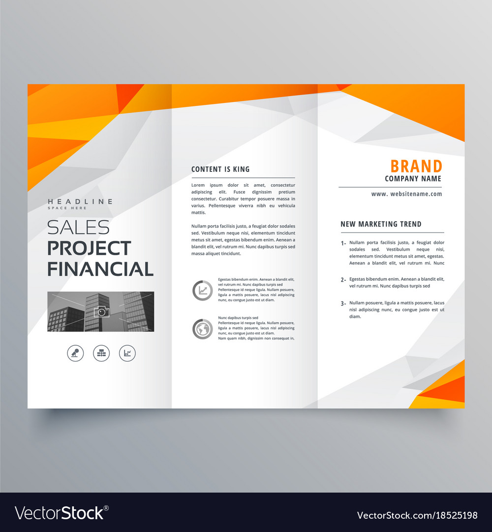 abstract orange trifold brochure design business vector image