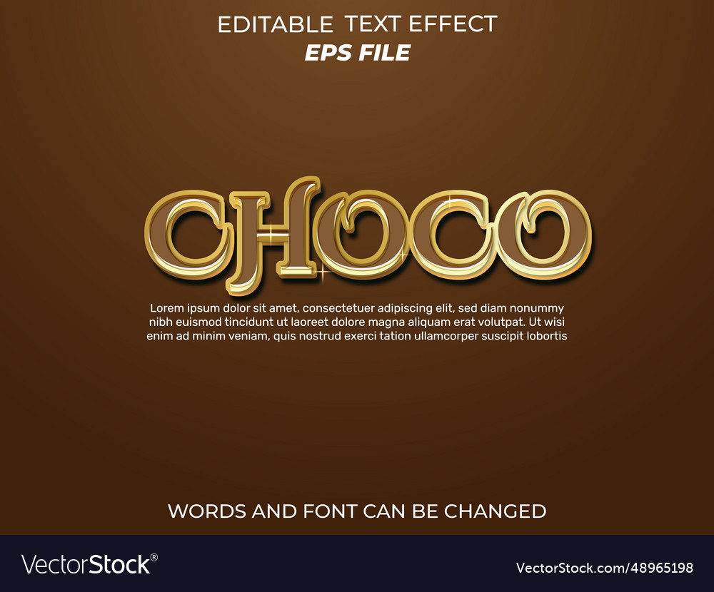 Choco text effect font editable typography 3d vector image Choco text effect font editable typography 3d