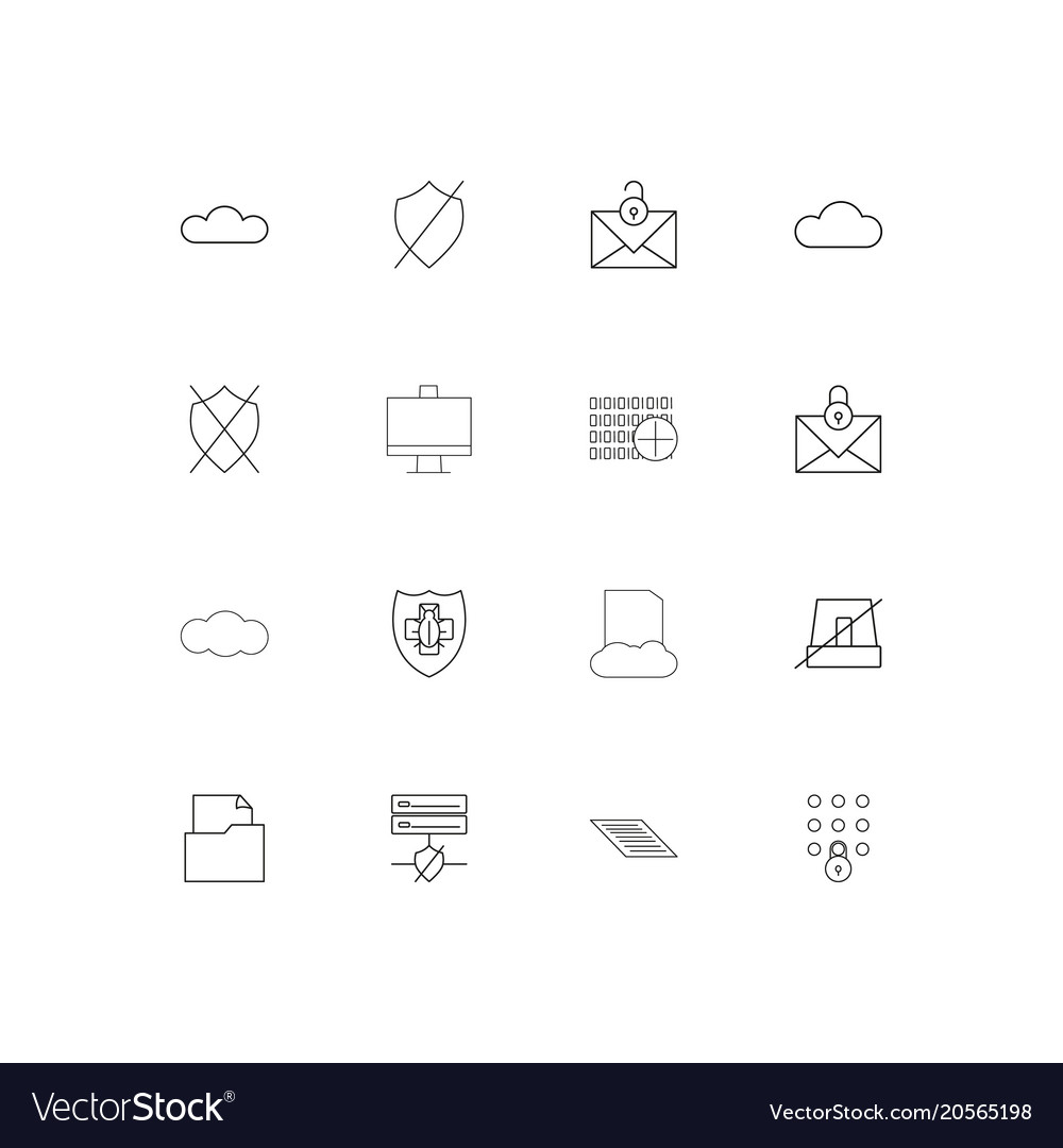 Cyber security simple linear icons set outlined