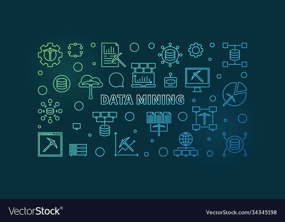 Data mining colorful linear banner Royalty Free Vector Image