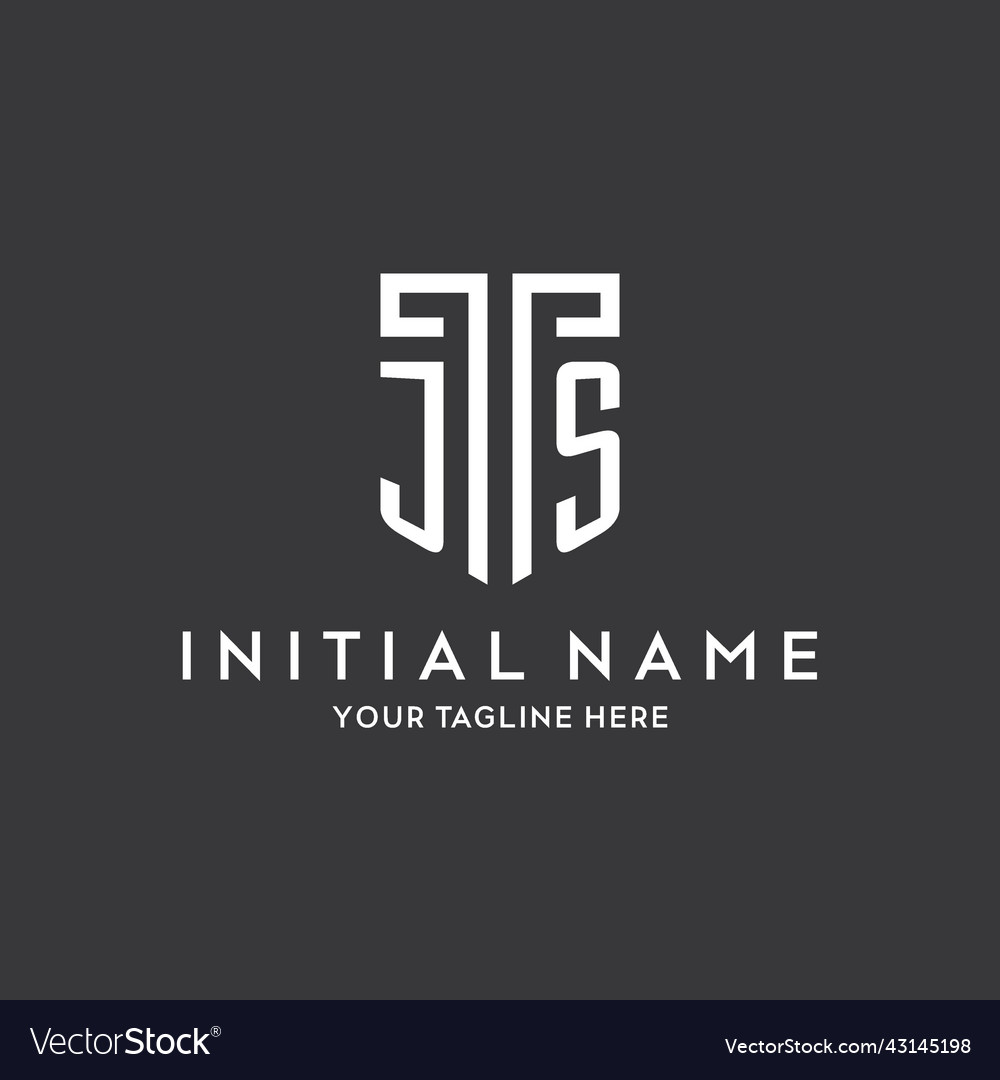 Js monogram initial name with shield shape icon